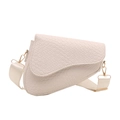 Bolso silla trenzado blanco crema con correa ancha y herrajes metálicos dorados - Blanco