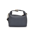 Borsa in tessuto grigio testurizzato a righe verticali con dettagli in metallo dorato - Blu