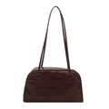 Deep burgundy vintage pillow handbag with sleek shoulder straps and minimalist retro design - Brown