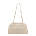 Elegant off-white faux leather shoulder bag with smooth rectangular curves and slim strap - White