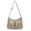 Beige underarm bag for women with twill fabric texture and silver buckle detail - Khaki
