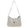 Chic off-white underarm bag with twill weave texture and silver metal lock buckle - White
