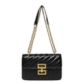 Klassische schwarze gesteppte kleine quadratische Tasche mit goldener Schließe - Schwarz