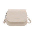 Bolso tipo montura minimalista blanco crema con herrajes plateados y letras de moda - Blanco