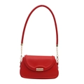 Elegante rode schoudertas van imitatieleer met cilindrisch goud slot en kettingriem - Rood