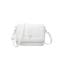 Chic white PU leather crossbody bag featuring an eagle head metal clasp and slim strap - White