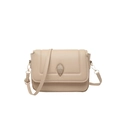 Beige PU square crossbody bag with quilted texture and golden eagle emblem detail - Khaki