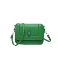 Minimalist grass green PU leather crossbody bag featuring an eagle head metal buckle - Green