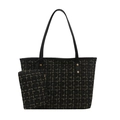 Klassisches Tweed-Shopper-Set mit schwarz-goldener Textur und kleiner Innentasche - Schwarz Gold Tweed Set / Schwarz