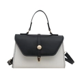 Bolso bandolera minimalista en contraste blanco y negro con hebilla redonda dorada - Negro