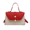 Bolso bandolera de moda en rojo y blanco con hebilla dorada y asa de mano superior - Rojo