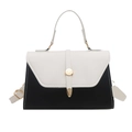 Bolso bandolera vintage bicolor negro y blanco con hebilla dorada y costuras - Blanco