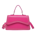 Bolso de cuero PU magenta con bordado de ondas doradas y correa de hombro ajustable - Rosa Rojo