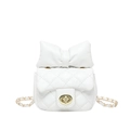 Minibolso bandolera blanco acolchado con lazo grande y cadena dorada - Blanco
