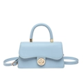 Light blue retro square handbag with gold twist lock and adjustable shoulder strap - Blue