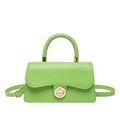 Sac à main trapèze moderne en cuir vert fruité avec fermoir rotatif doré et bandoulière - Vert