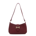Minimalistische bordeauxrode baguette tas met gouden H-gesp en schouderband - Rood
