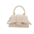 Minimalist cream-white crossbody handbag with marble-textured finish and oversized top handle - White