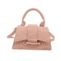 Chic pink textured leather mini handbag with top handle and stylish crossbody strap - Pink