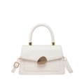 Chic cream crocodile pattern faux leather handbag with gold buckle and adjustable strap - White