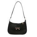Sac à bandoulière noir minimaliste avec motif à pois et détail de nœud doré élégant - Noir