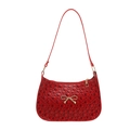 Sac bandoulière rouge rétro avec texture bulle et boucle de nœud dorée sur fond blanc - Rouge