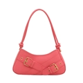 Sac sous le bras en similicuir rose avec doubles boucles dorées et anses nouées - Rose