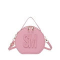 Roze ronde crossbodytas met SM-letteropdruk en gouden ritsdetail voor dames - Roze