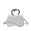 Bolso bandolera de lentejuelas plateadas con asa metálica de diseño y correa ajustable - Plateado