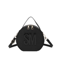 Chique zwarte ronde crossbodytas met SM-logo en gouden ritsen voor dames voorjaar 2025 - Zwart