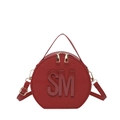 Trendy rode ronde crossbodytas met SM 3D-logo en verstelbare lederen riem - Rood