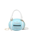 Bolso de cuero azul con forma de rugby con asas blancas y cadena metálica - Azul