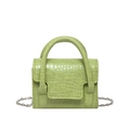Mini bolso bandolera verde aguacate con grabado de cocodrilo, cadena plata y asa superior - Verde