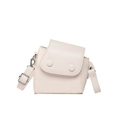Mini cream faux leather crossbody bag with dual round buckles and thin shoulder strap - White