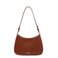 Chic brown crescent underarm bag in synthetic leather with golden JADAOR logo - Tan