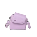 Mini lavender square crossbody bag in faux leather with dual decorative round buckles - Purple
