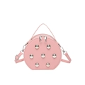 Elegante borsa rotonda rosa con borchie a sfera argento e manico superiore in stile chic - Rosa
