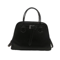 Bolso de mano trapezoidal negro clásico con correa decorativa y piel sintética - Negro