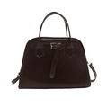 Bolso tote vintage marrón oscuro con hebilla decorativa y correa extraíble - Marrón Oscuro