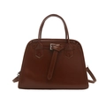 Sac à main en similicuir marron avec design trapèze rétro et bandoulière pour femme - Beige