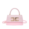Borsa a mano rosa di lusso con patta di diamanti scintillanti e logo dorato elegante - Rosa