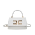 Elegante borsa a tracolla quadrata argento con fibbia EF dorata e manico superiore - Argento