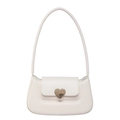 Elegante borsa sottobraccio bianca con chiusura a cuore dorata e design minimalista in pelle - Bianco
