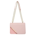 Borsa a mano quadrata rosa con bordo in metallo dorato e tracolla a catena - Rosa