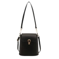 Borsa a secchiello nera minimalista con fibbia dorata e tracolla regolabile elegante - Nero