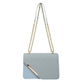 Borsa a tracolla moderna celeste con catena dorata e patta con finitura testurizzata - Blu