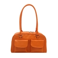 Vibrant orange shoulder bag with dual front flap pockets and slim handles for commuting - Orange