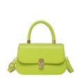 Minimalist avocado green crossbody square bag with gold lock and adjustable strap - Green