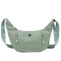 Sac bandoulière demi-lune en nylon vert clair avec doubles poches zippées et logo - Vert