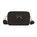 Vintage bruine crossbody tas met M-print, brede riem en zilverkleurige strik - Bruin